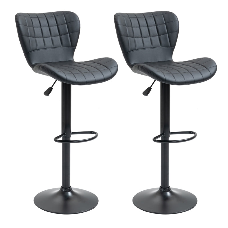 Set van 2 verstelbare barkrukken in zwart kunstleer – 47×56×89-109 cm