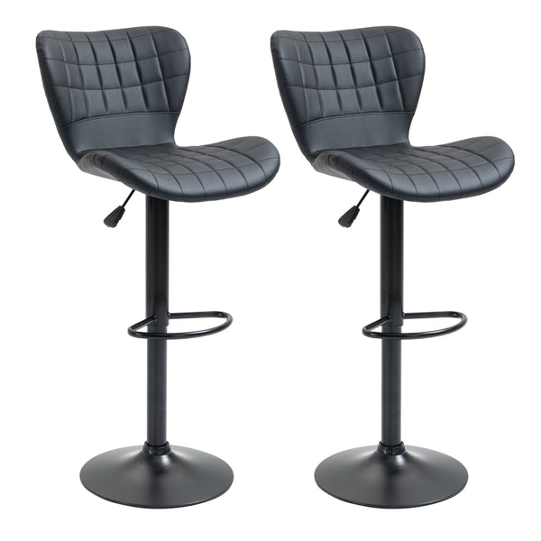 Set van 2 verstelbare barkrukken in zwart kunstleer – 47×56×89-109 cm