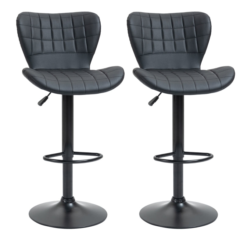 Set van 2 verstelbare barkrukken in zwart kunstleer – 47×56×89-109 cm