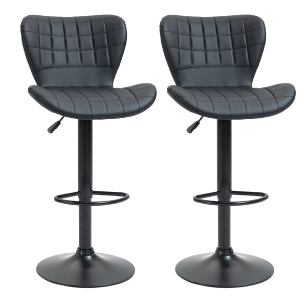 Set van 2 verstelbare barkrukken in zwart kunstleer – 47×56×89-109 cm