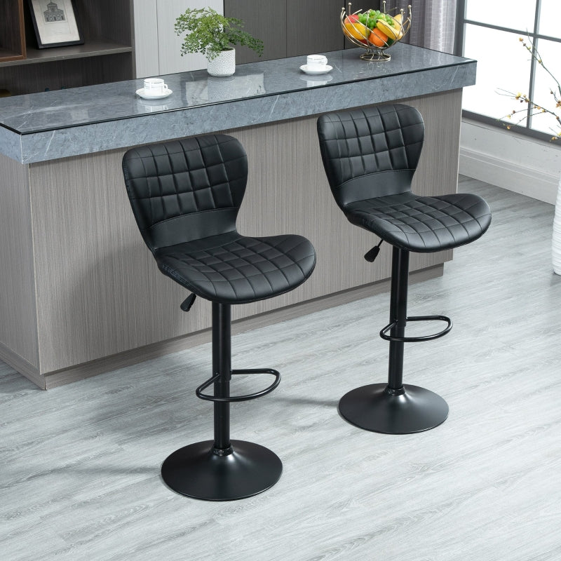 Set van 2 verstelbare barkrukken in zwart kunstleer – 47×56×89-109 cm