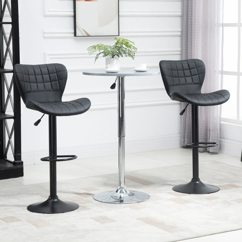 Set van 2 verstelbare barkrukken in zwart kunstleer – 47×56×89-109 cm