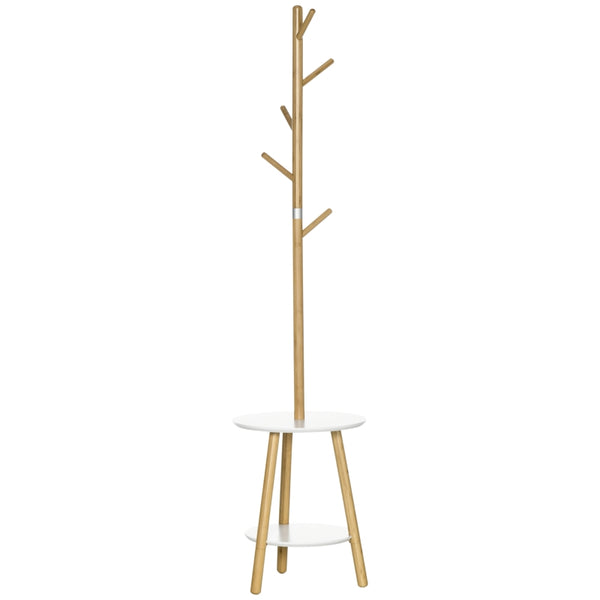 Staande kapstok met 8 haken en stabiele voet – naturel/wit – 40×40×171 cm