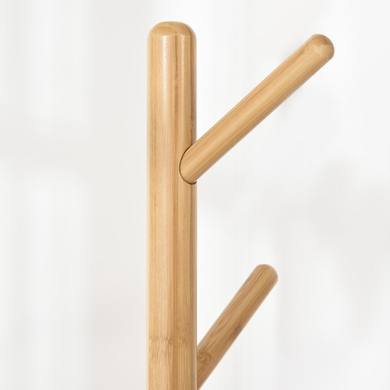 Staande kapstok met 8 haken en stabiele voet – naturel/wit – 40×40×171 cm