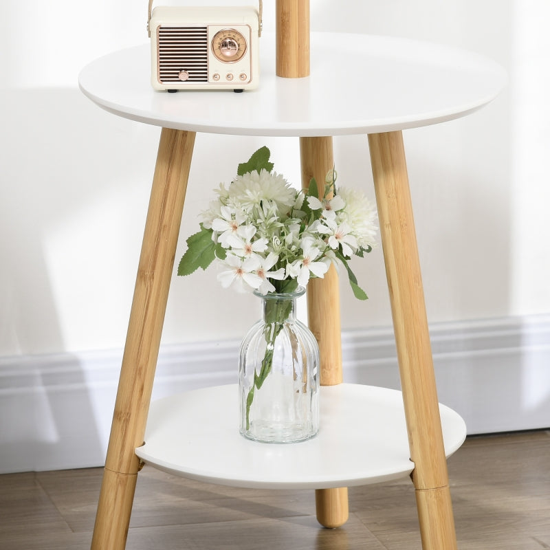 Staande kapstok met 8 haken en stabiele voet – naturel/wit – 40×40×171 cm