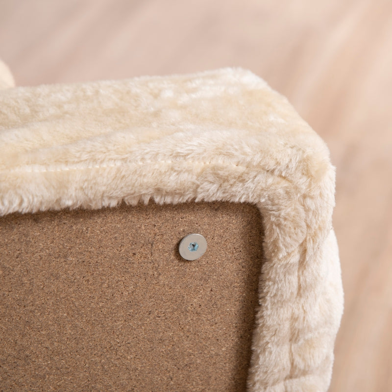 Hondentrap met 4 treden en afneembare pluche hoes – beige – 60×35×44 cm