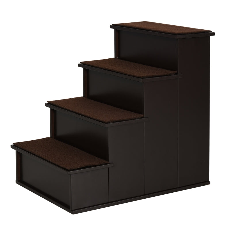 Opvouwbare hondentrap met 3 treden en opbergruimte – bruin – 40×59×54 cm