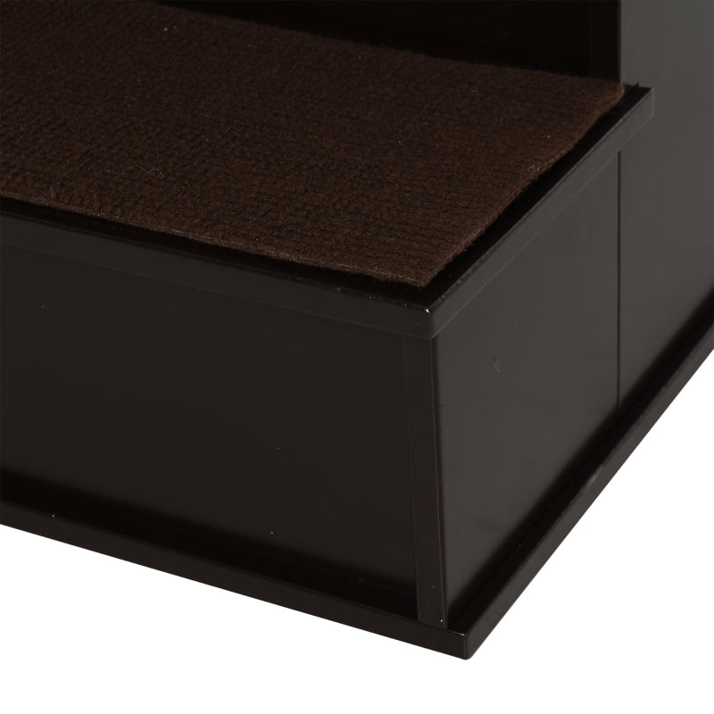 Opvouwbare hondentrap met 3 treden en opbergruimte – bruin – 40×59×54 cm