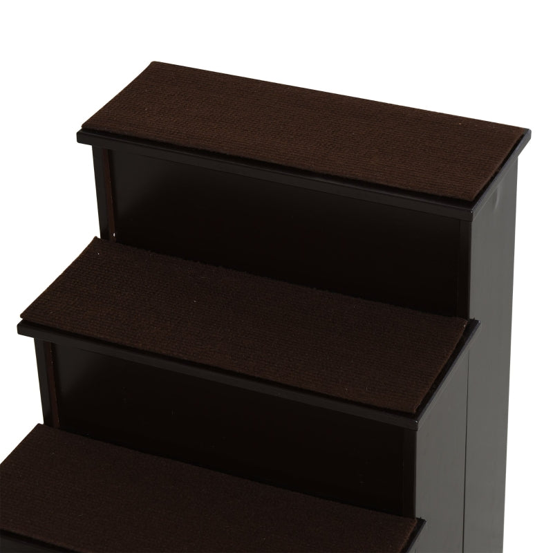 Opvouwbare hondentrap met 3 treden en opbergruimte – bruin – 40×59×54 cm