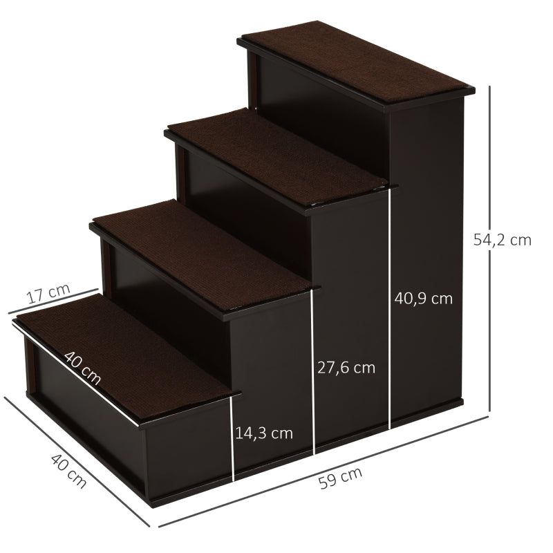 Opvouwbare hondentrap met 3 treden en opbergruimte – bruin – 40×59×54 cm