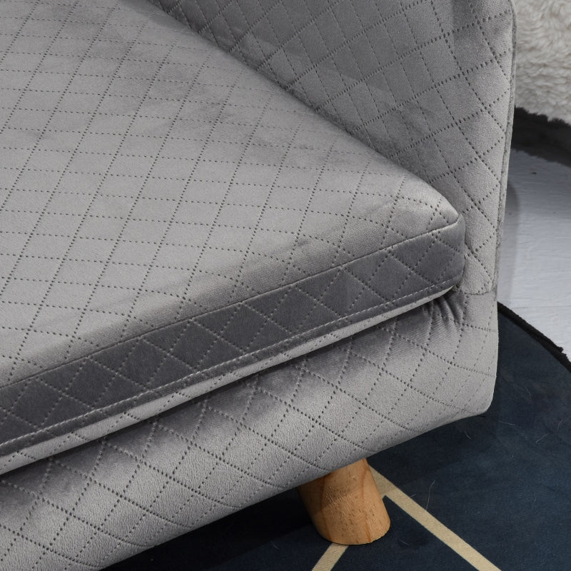 Luxe hondensofa hondenbed met houten poten en wasbaar kussen – grijs – 64×45×36 cm