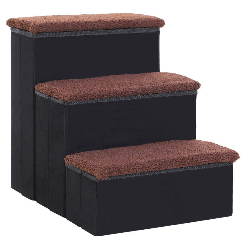 Opvouwbare hondentrap met 3 treden en opbergruimte – zwart – 40×54×48 cm