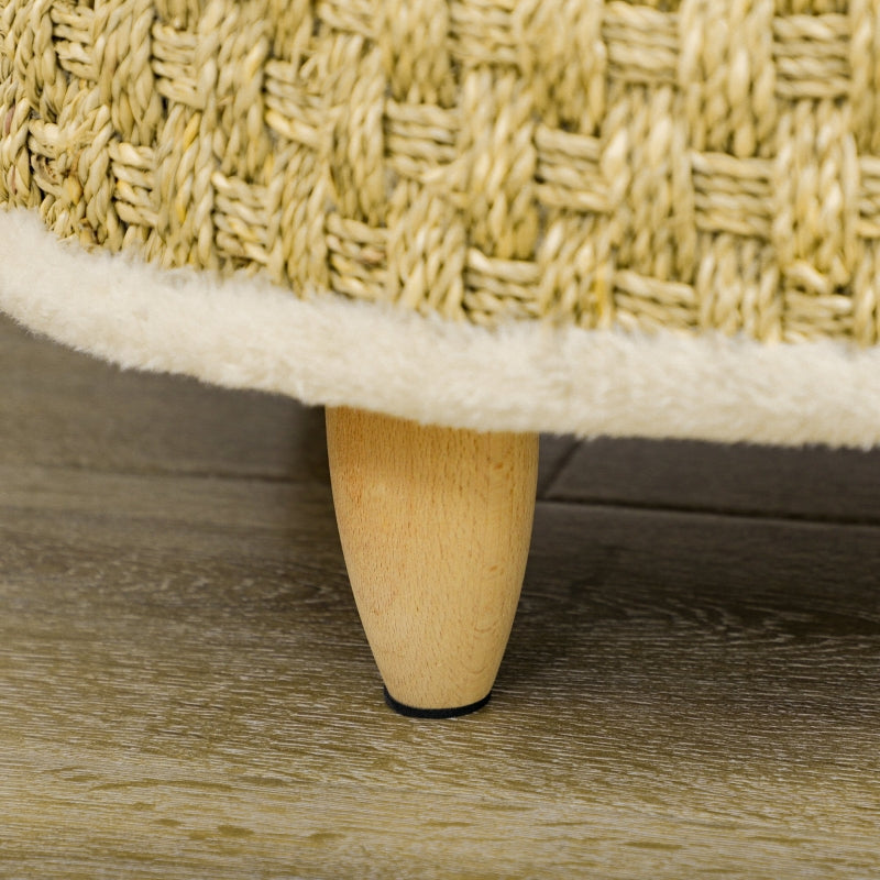 Verhoogde hondenmand kattenmand met wasbaar kussen – beige – Ø48×24,5 cm