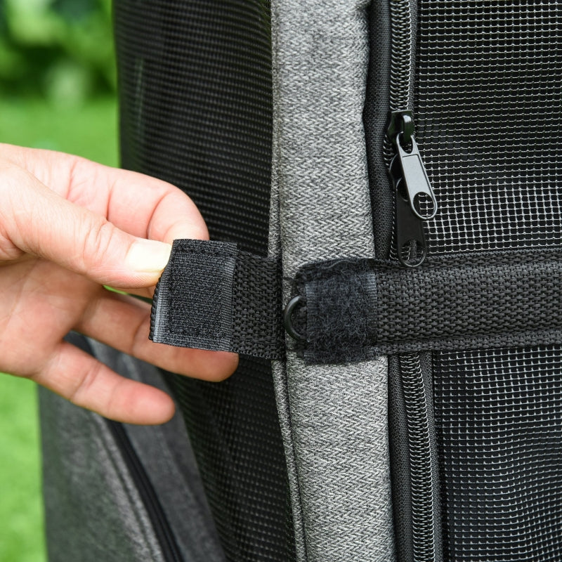 2-in-1 hondentrolley en rugzak met ademend mesh – grijs – 42×25×55 cm