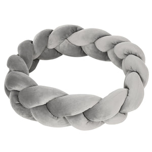 Ronde hondenmand kattenmand met wasbaar kussen – grijs – Ø55×14 cm van zacht fluweel met dik katoentouw