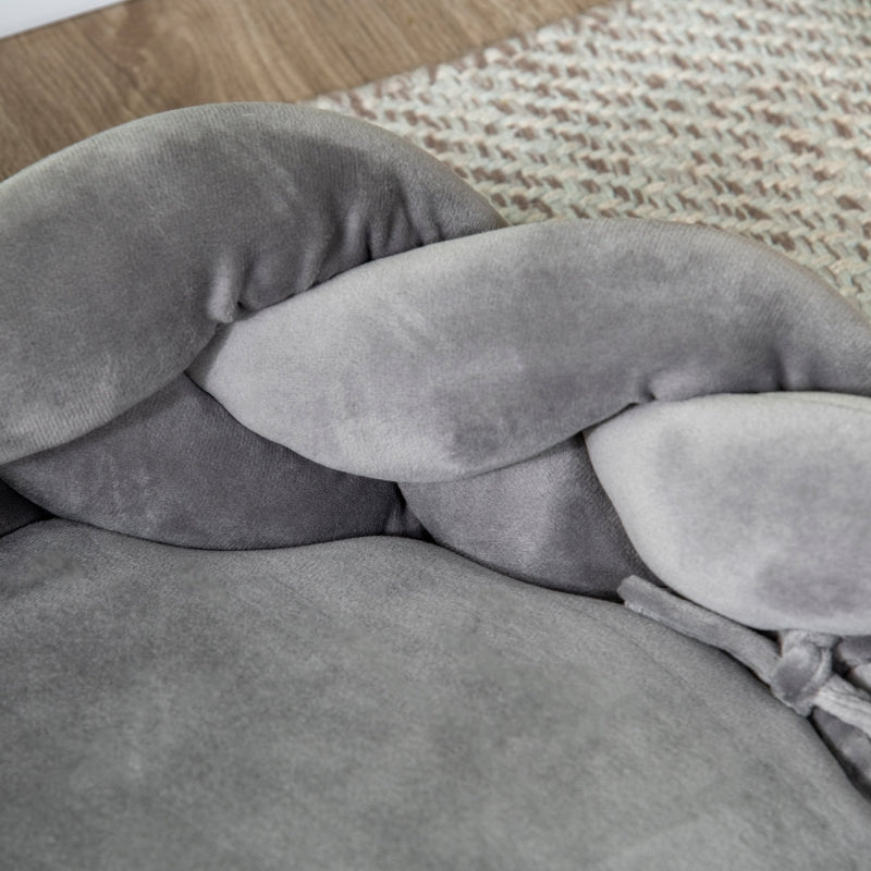 Ronde hondenmand kattenmand met wasbaar kussen – grijs – Ø55×14 cm