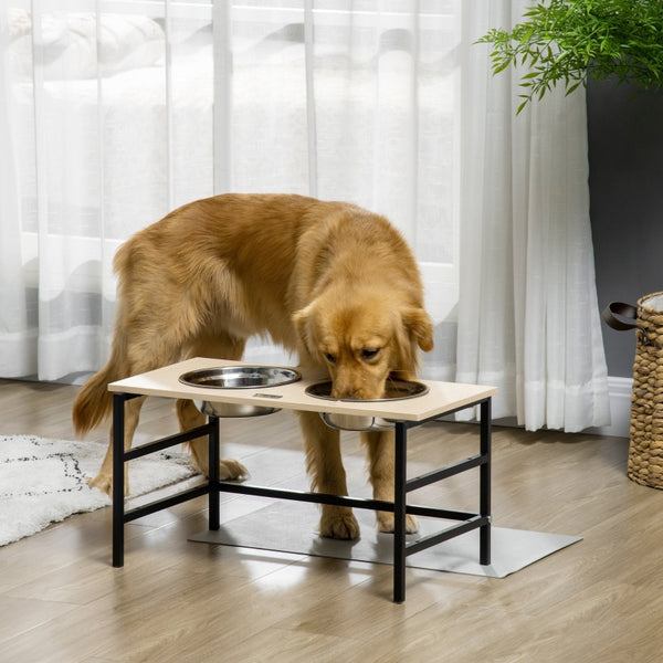 Verstelbare voerbak hond en kat met duurzame materialen in naturel, zwart en zilver