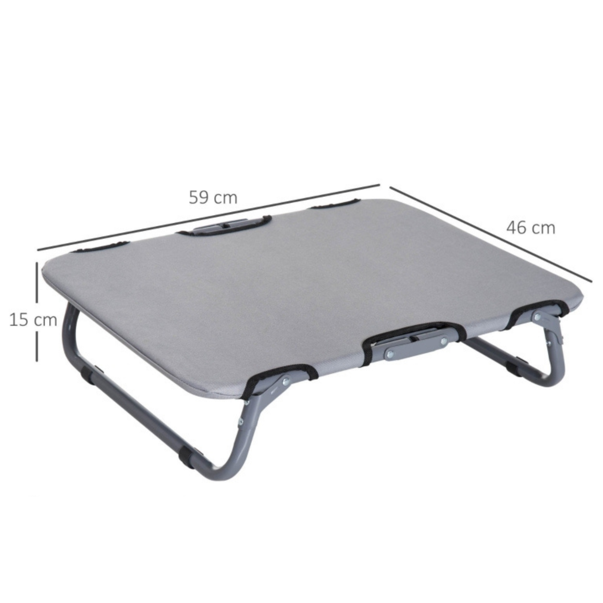 Opvouwbare hondenstretcher hondenbed met ademende stof – grijs – 59×46×15 cm