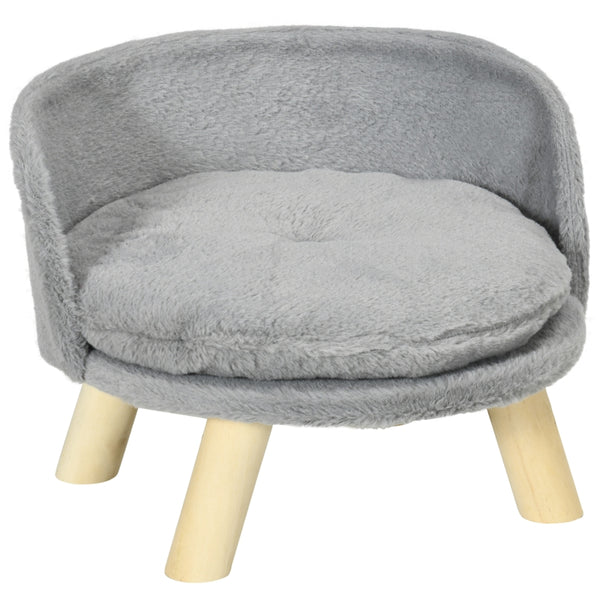 Verhoogde hondenmand kattenmand met wasbaar kussen – grijs – Ø41×33 cm