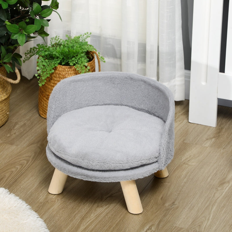 Verhoogde hondenmand kattenmand met wasbaar kussen – grijs – Ø41×33 cm