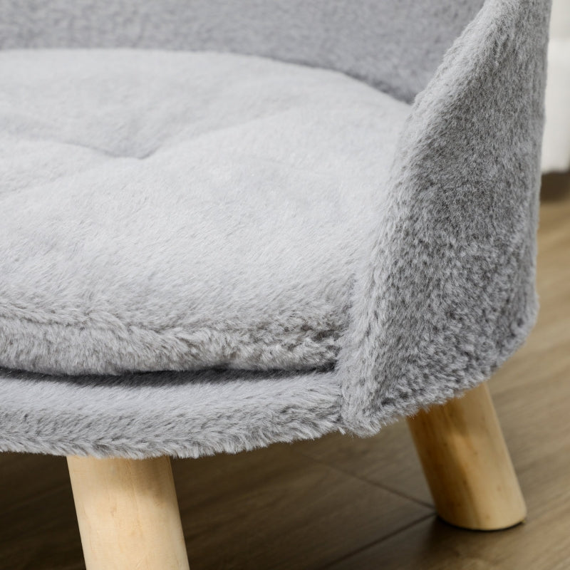 Verhoogde hondenmand kattenmand met wasbaar kussen – grijs – Ø41×33 cm