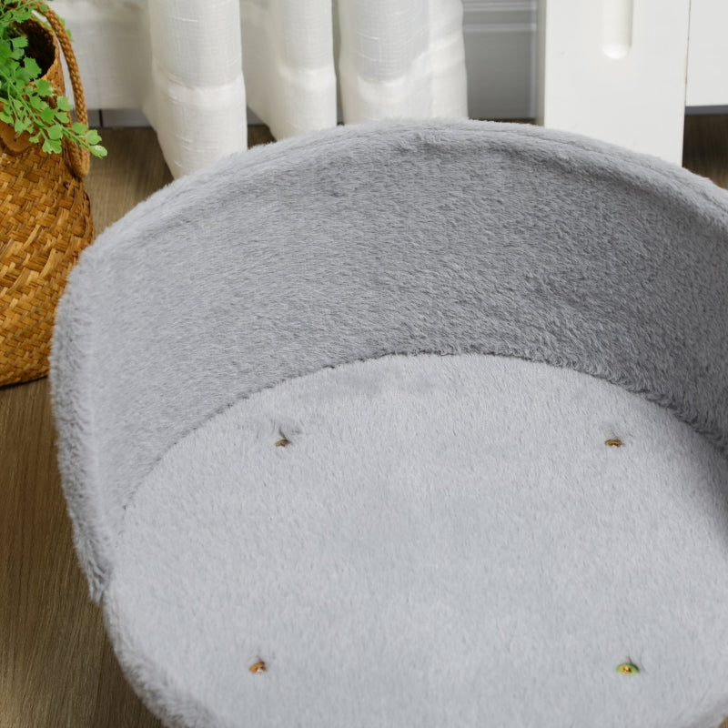 Verhoogde hondenmand kattenmand met wasbaar kussen – grijs – Ø41×33 cm