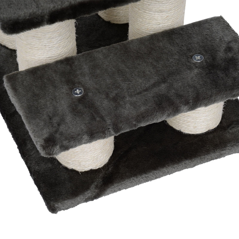 Hondentrap met 3 treden, pluche bekleding – grijs – 45×35×34 cm