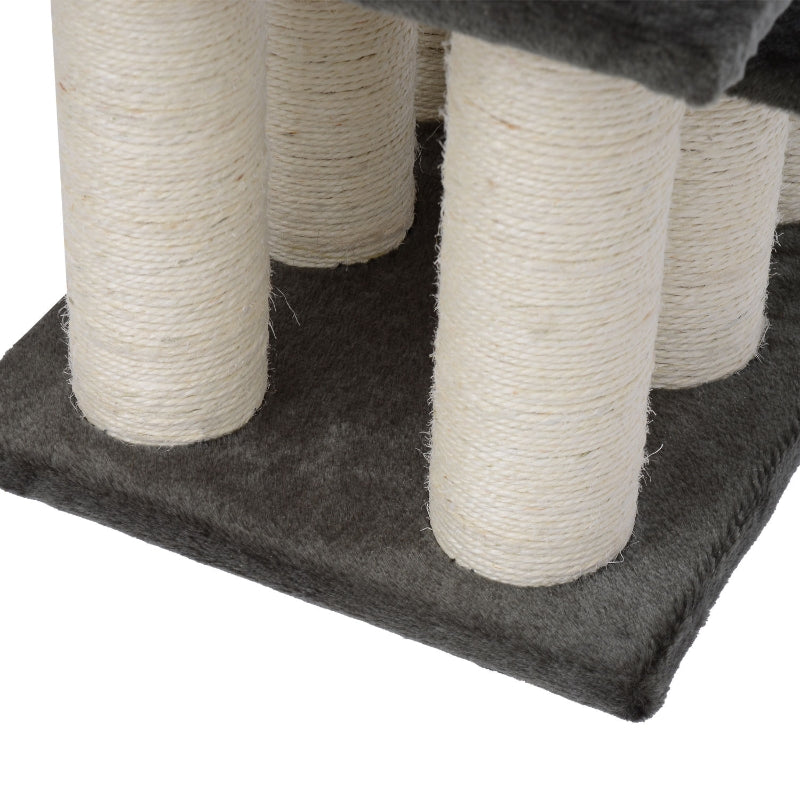 Hondentrap met 3 treden, pluche bekleding – grijs – 45×35×34 cm