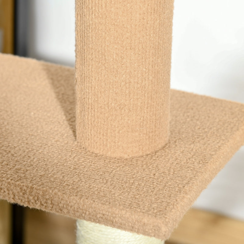 Verstelbare krabpaal met 4 niveaus en sisal – khaki – 228–260 cm