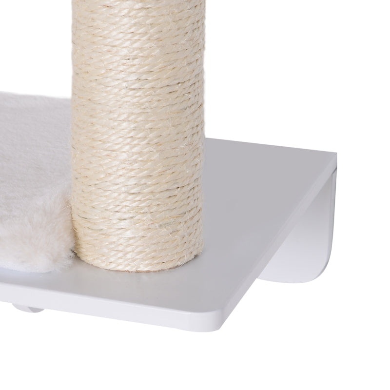 Kattenklimwand met hangmat, krabpaal en springplatform – lichtbruin