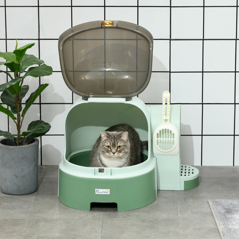 Kattenbak met uittrekbare lade 52x60x42 cm – groen | Nuvido