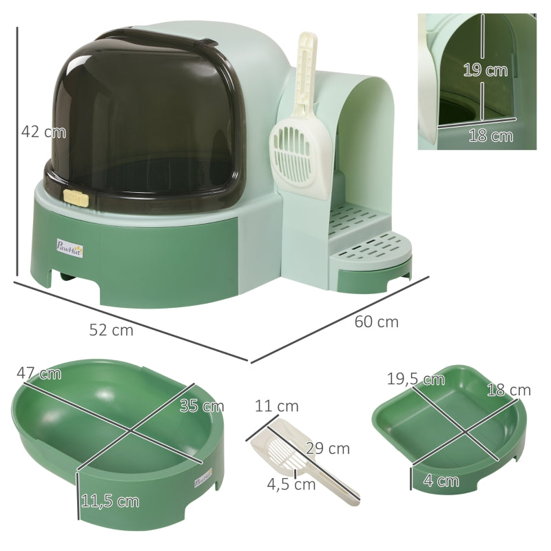 Kattenbak met uittrekbare lade 52x60x42 cm – groen | Nuvido