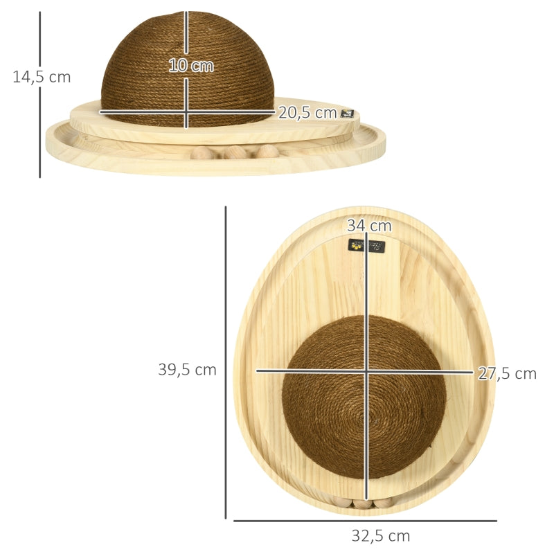 Krabpaal van dennenhout met knikkerbaan – 39,5×32,5×14,5 cm