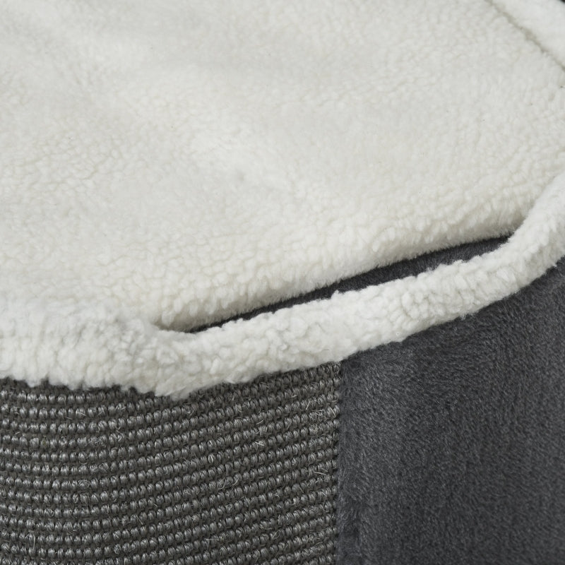 Krabton met 3 niveaus, sisal en pluche – grijs/wit – 40×40×74 cm