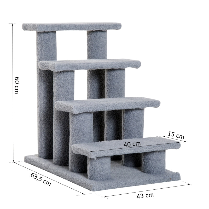 Grijs hondentrapje met antislip – 3 treden voor kleine huisdieren