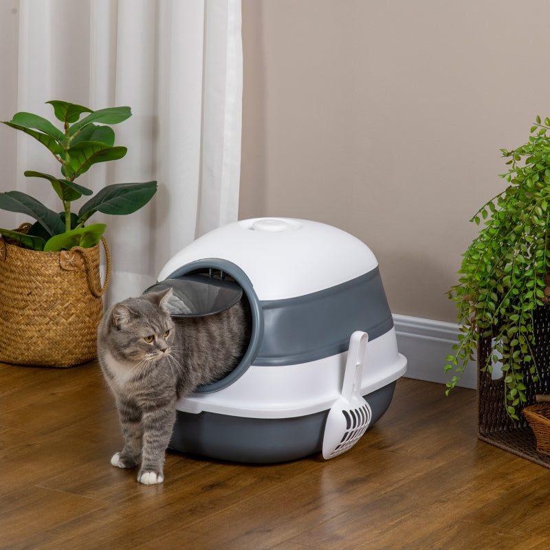 Afsluitbare kattenbak met schep grijs – schoon en praktisch design