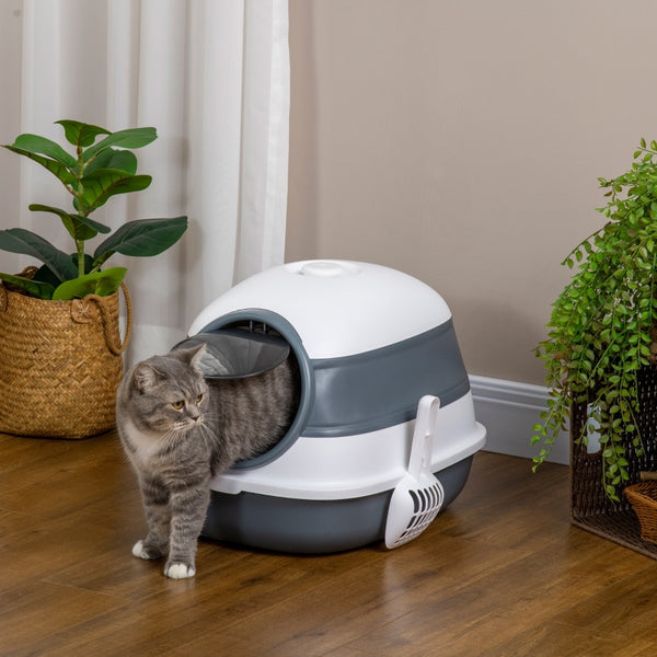Afsluitbare kattenbak met schep grijs – schoon en praktisch design