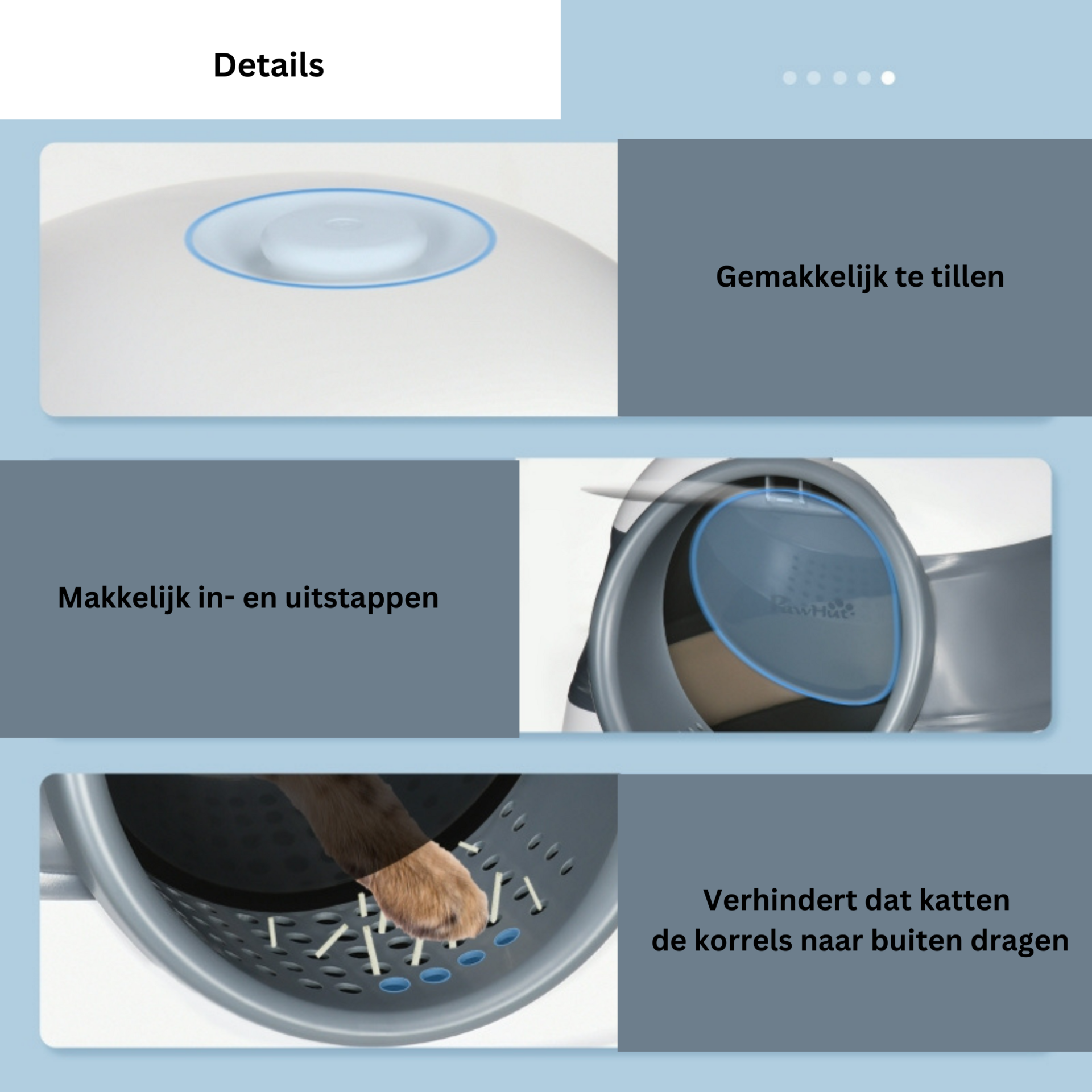 Afsluitbare kattenbak met schep grijs – schoon en praktisch design