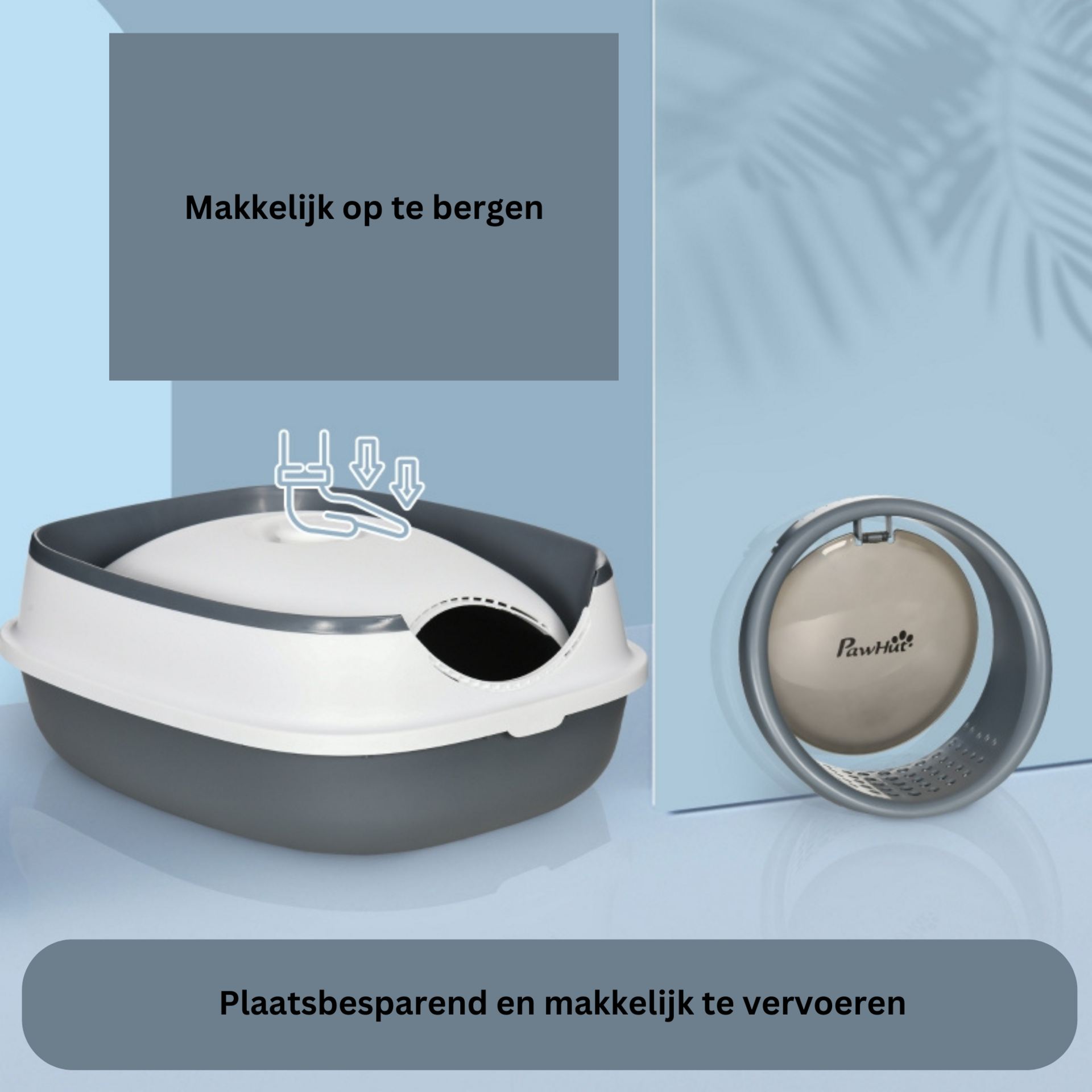 Afsluitbare kattenbak met schep grijs – schoon en praktisch design