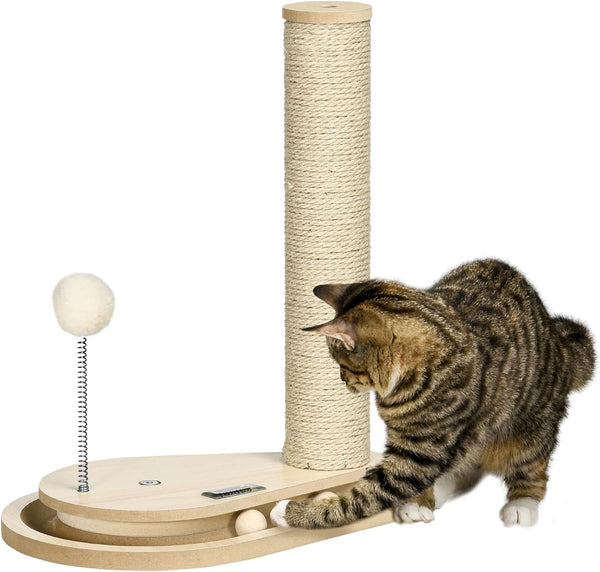 Compacte krabpaal met speelgoed bruin – ideaal voor speelse katten