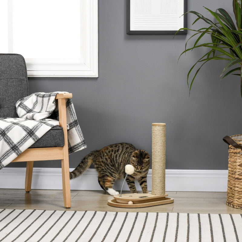Compacte krabpaal met speelgoed bruin – ideaal voor speelse katten