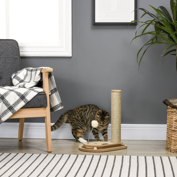 Compacte krabpaal met speelgoed bruin – ideaal voor speelse katten