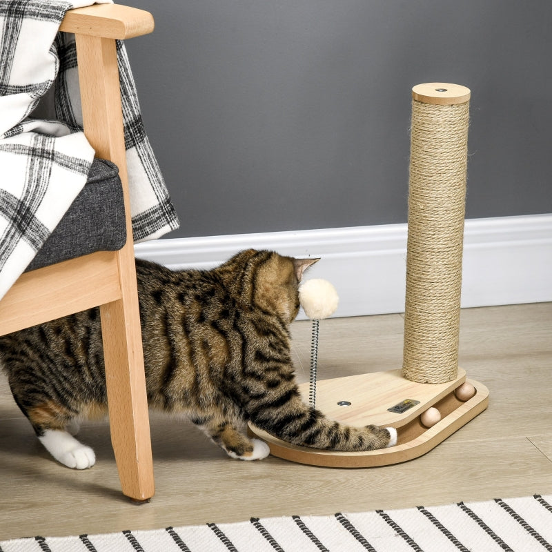 Compacte krabpaal met speelgoed bruin – ideaal voor speelse katten