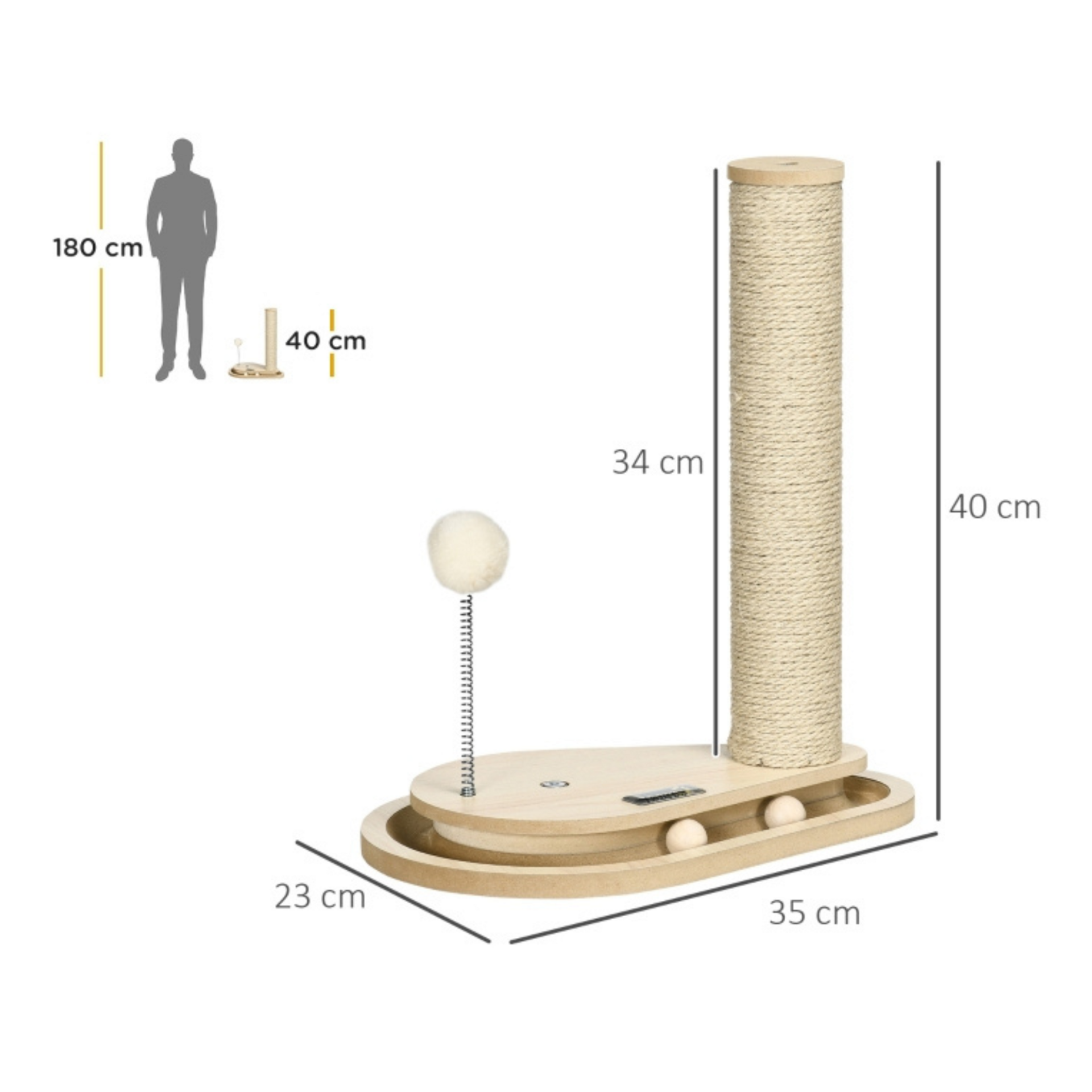 Compacte krabpaal met speelgoed bruin – ideaal voor speelse katten