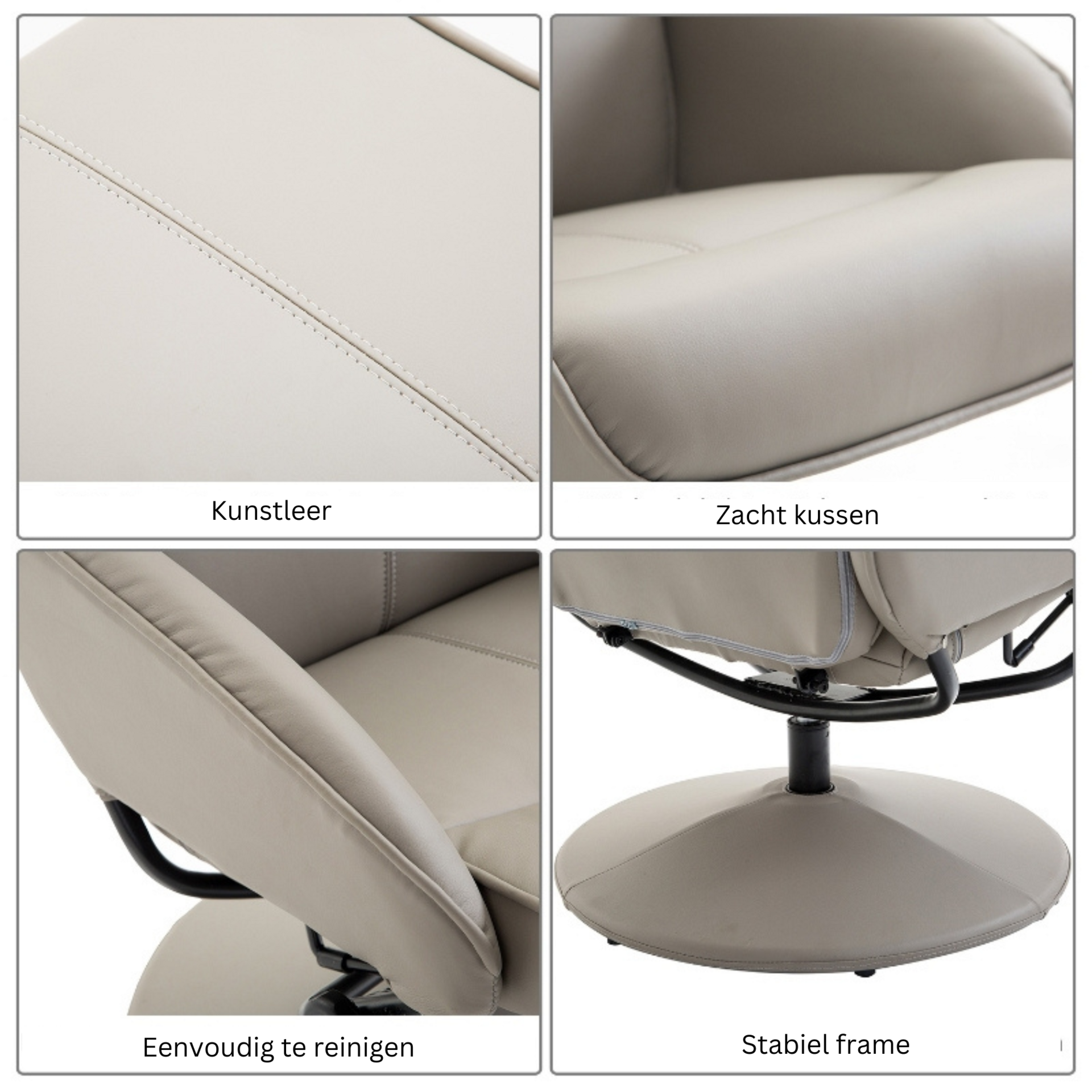 Ergonomische relaxstoel met voetenbankje grijs – comfort voor elke dag