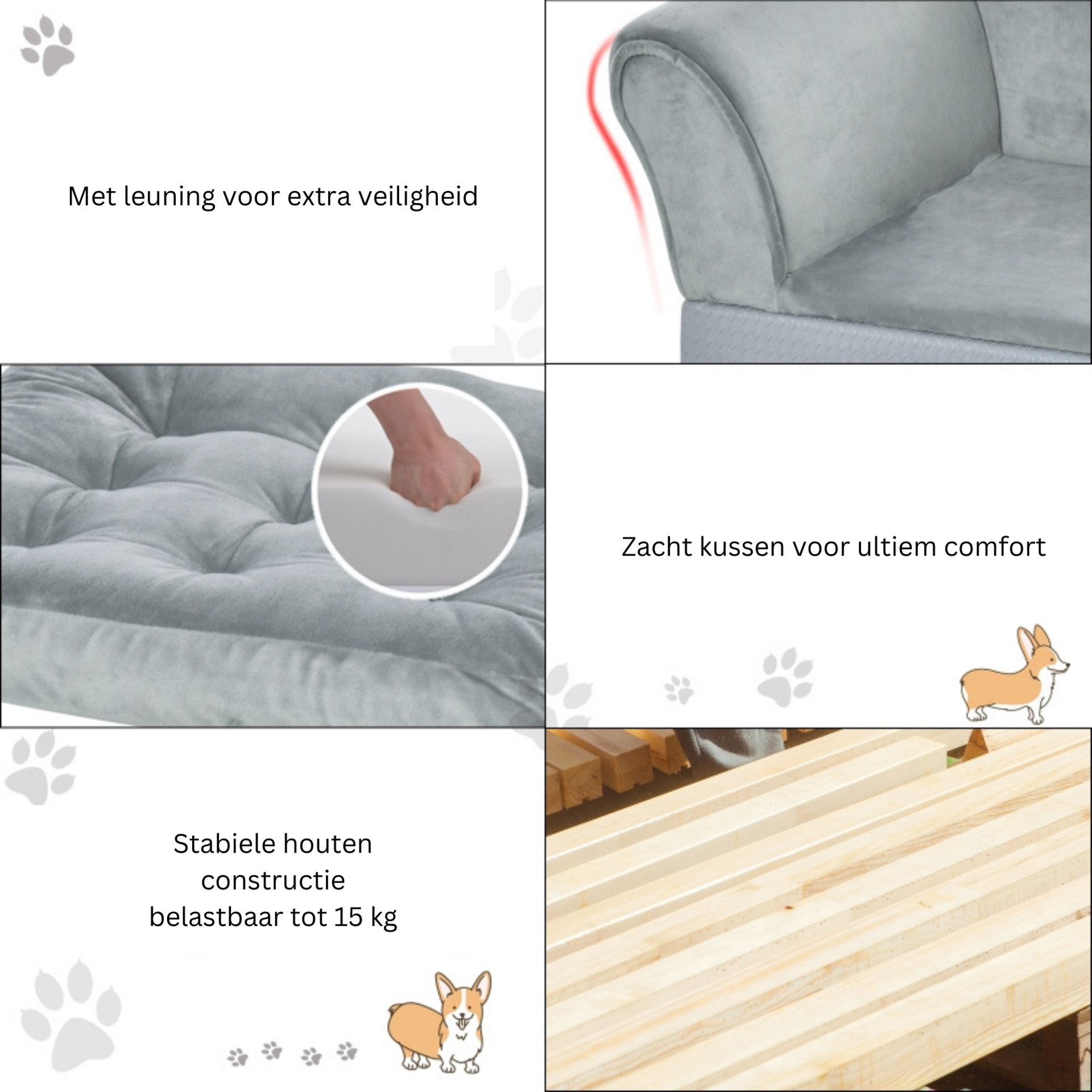 Stijlvol hondenbed met opbergruimte grijs – comfort en functionaliteit