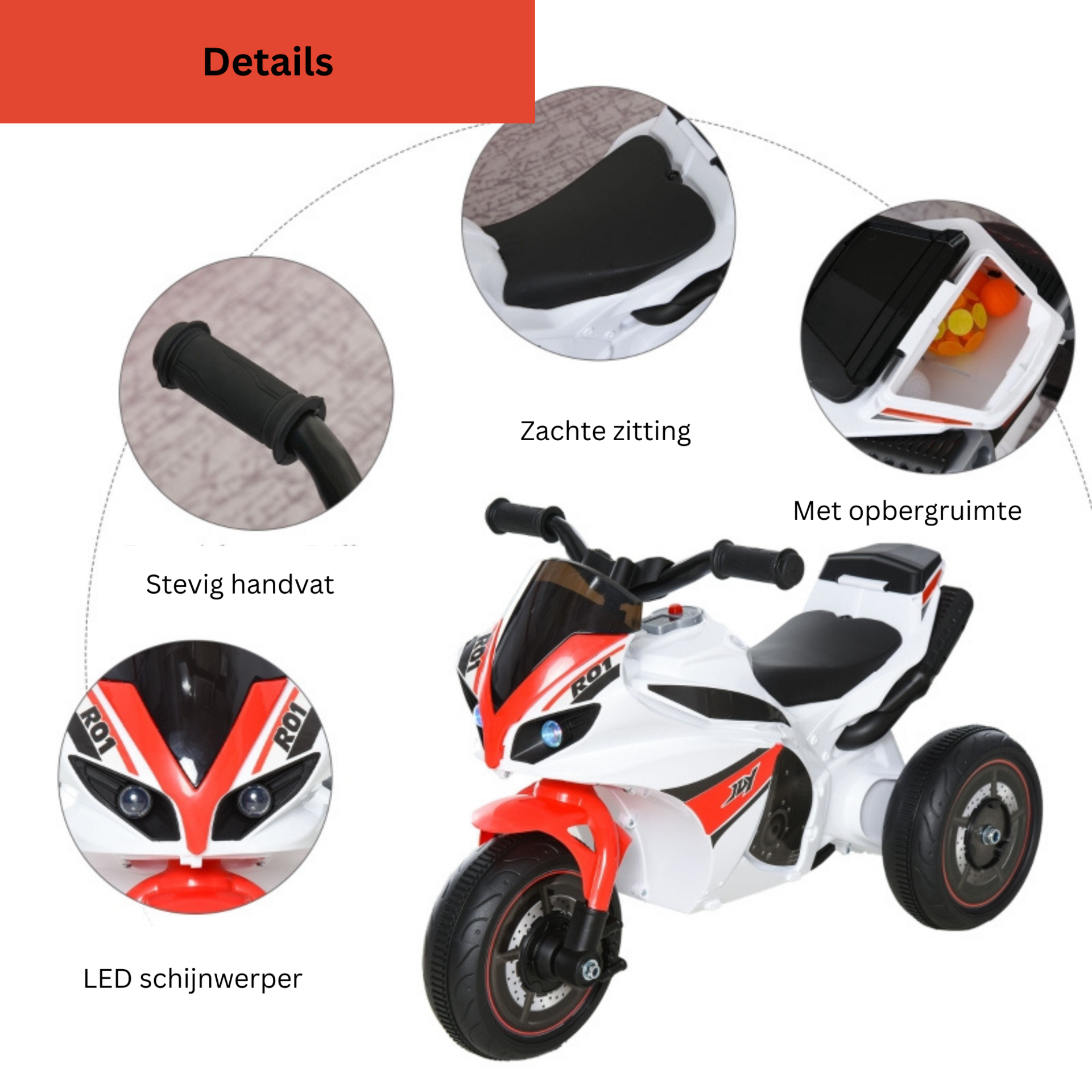 3-in-1 loopauto trike met muziek wit – ideaal voor peuters
