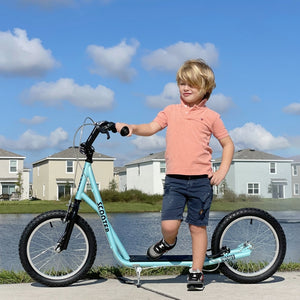 Verstelbare kinderstep met luchtbanden en handrem – vanaf 5 jaar met stevig frame en comfortabele grip