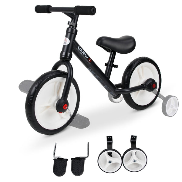 Zwarte verstelbare loopfiets 85x36x54 cm – lichtgewicht kinderfiets