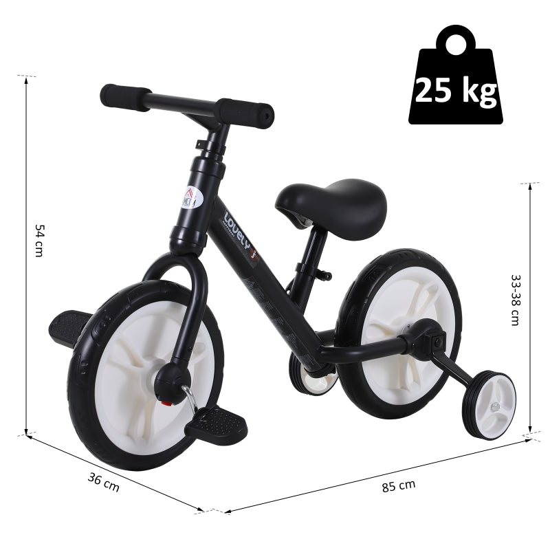 Zwarte verstelbare loopfiets 85x36x54 cm – lichtgewicht kinderfiets